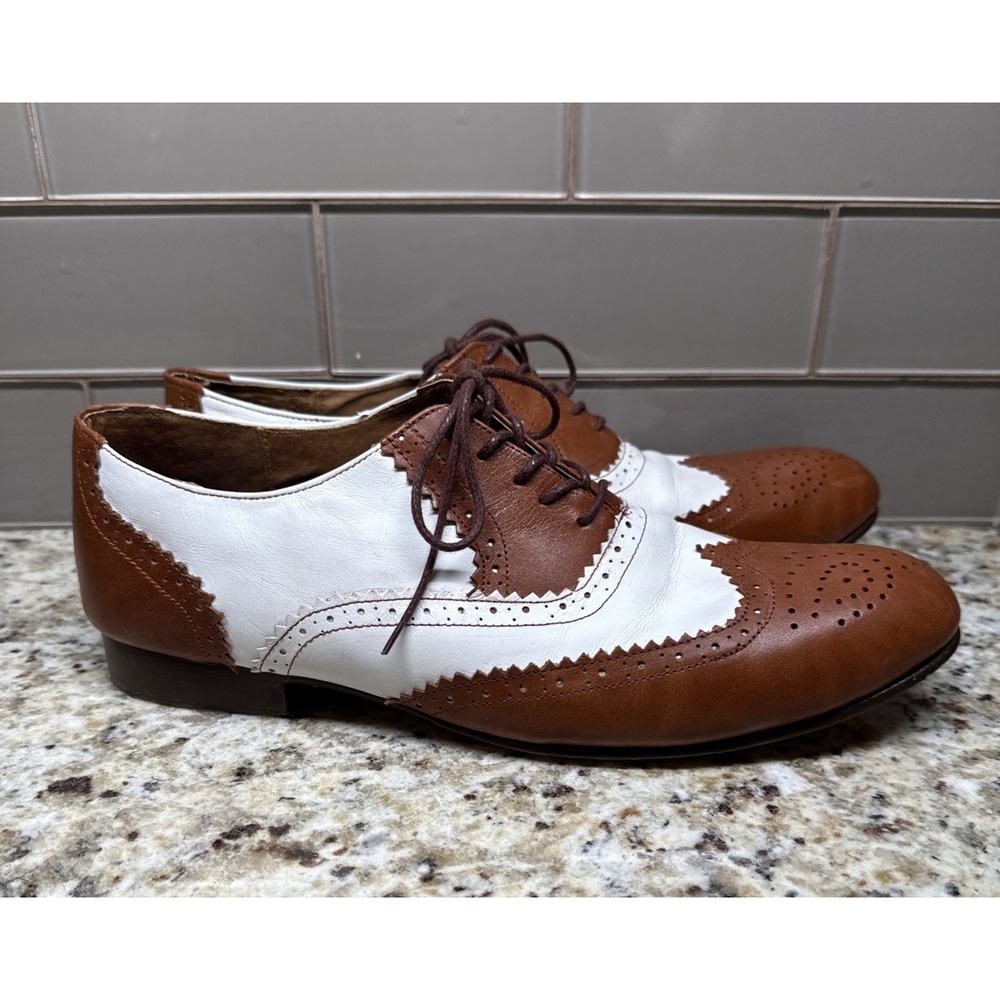 Aris Allen Mens Size 11 Leather Oxford Swing Dance Shoes Brown White